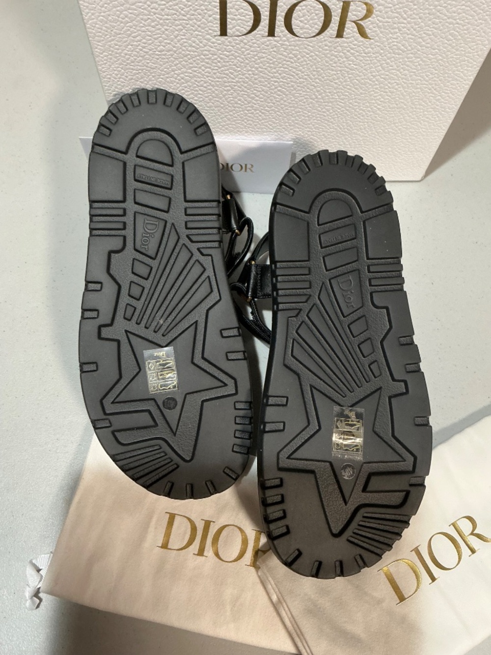DIOR D-WAVE D black Leather Dad Flat Sandals - Picture 5 of 7